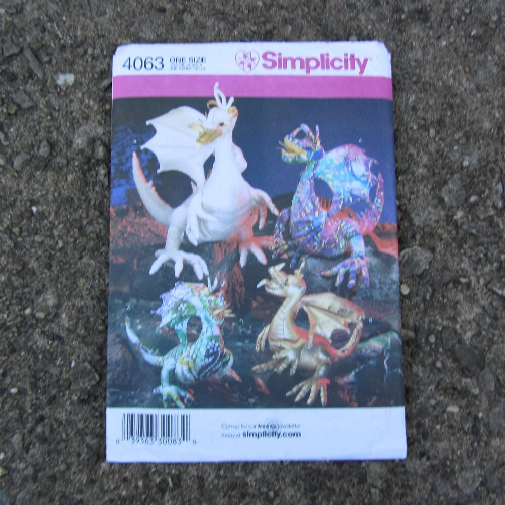 3 for $40 - simplicity 4063 sewing pattern 2006 stuffed dragons (CL96)